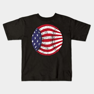 American Flag Patriotic USA 4th of July Baseball Team Kids T-Shirt